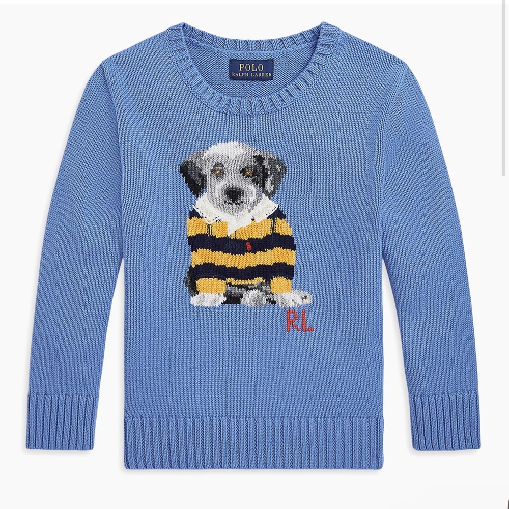 LAST ONE! NWT Polo Ralph Lauren Boys Dog Intarsia Cotton Sweater Fall Classic